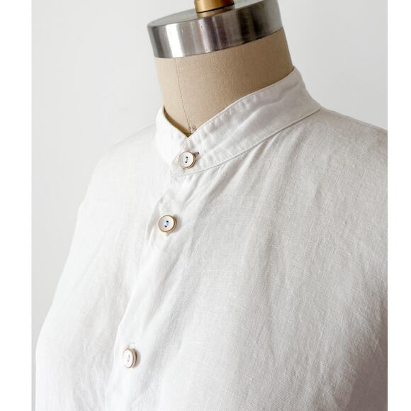 Eskandar White Linen Button Down A-Line Wide Top size 0 or S/M - Picture 5 of 9